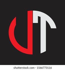 UT Initial Logo design Monogram Isolated on black background