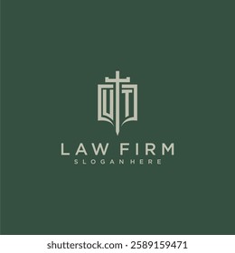 UT initial monogram for law firm with sword and shield logo image
