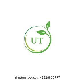 UT initial monogram letter for nature logo with leaf image design