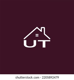 UT letter roof shape logo for real estate with house icon design
