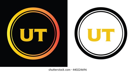 UT letters icon design template elements in abstract background logo, design identity in circle, alphabet letter