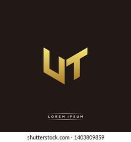 UT Logo Letter Initial Logo Designs Templete with Gold and Black Background