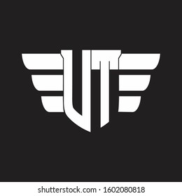 UT Logo monogram with emblem and wings element design template