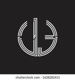 UT Logo monogram triple ribbon style line design template isolated on black background