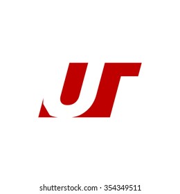 UT negative space letter logo red