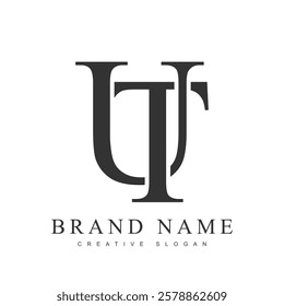 UT trendy logotype template. Initial letter u and t classic font style. Creative logo for company name or identity. Vector illustration.