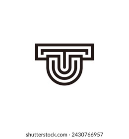 UT TU Letter Monogram Logo. Modern UT or TU letter initials monogram logo template