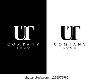 ut, tu modern letter logo design with black and white color that can be used for creative business and company