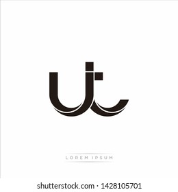 ut u t Initial Letter Split Lowercase Modern Monogram linked outline rounded logo
