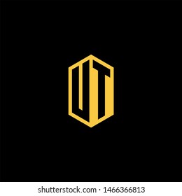 UT U T Logo Monogram with Negative Space with Gold colors - Modern Template EPS 10