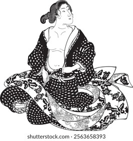 Utagawa Kuniyoshi's Mitate Chaotouzo'' is a series of 11 large-sized nishiki-e paintings produced from 1847 to 1848. In this group of works, the poses of beautiful women are likened to scenes from eac