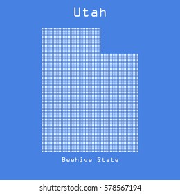 Utah abstract dots map with nickname of state. Dotted style. Vector illustration