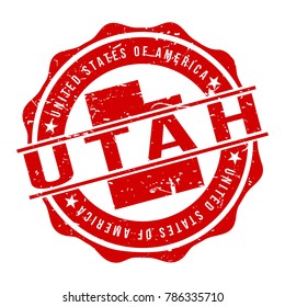 Utah America Original Stamp Design Vector Art Tourism Souvenir Round.