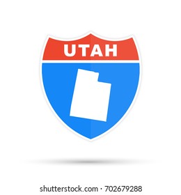Utah American interstate highway road shield. Vector stock illustration