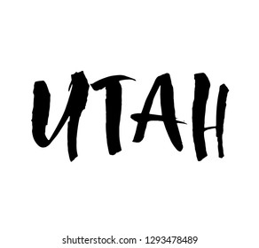 Utah. American state. Brush lettering. Modern ink calligraphy. Hand drawn vector illustration. element for flyers, banner, postcards and posters.