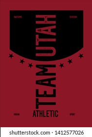 utah athletic team,t-shirt design fashion vector