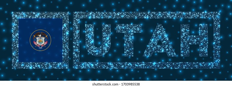 Insignia de Utah. Marca de Utah en un estilo geométrico de red brillante. Ilustración vectorial radiante.