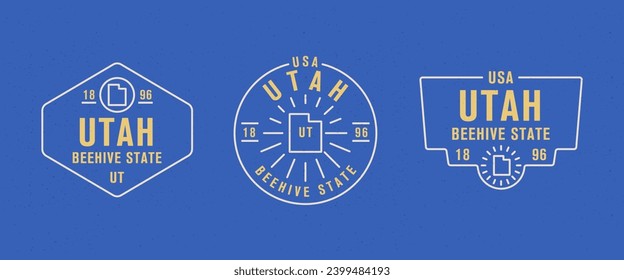 Utah - Beehive State. Utah state logo, label, poster. Vintage poster. Print for T-shirt, typography. Vector illustration