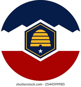 Utah Circle Flag, Circle Flag of Utah, USA, Vector Images