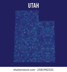 Utah digital DOTTED MAP on blue background.eps
