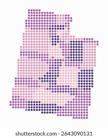 Utah dotted map. Digital style map of the state on a white background. Utah shape with circle dots. Colored dots style. Large size circles. Plain vector illustration.