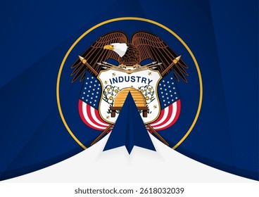 Utah Flag with Abstract Paper Airplane Design, National Flag in a geometric folded paper style. Vector illustration.