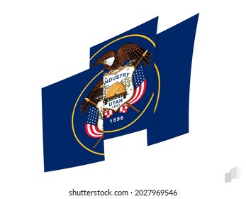 Bandera de Utah en un diseño abstracto arrancado. Diseño moderno de la bandera de Utah. Icono del vector.