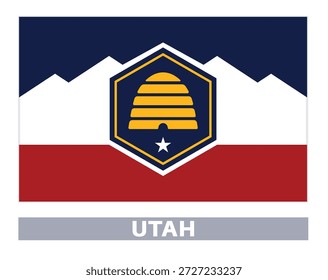 Bandera de Utah. Banderas del Estado americano en colores y proporciones oficiales
