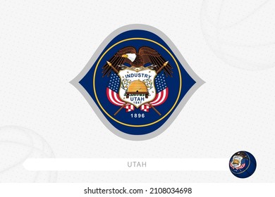 Utah flag for basketball competition on gray basketball background. Sports vector illustration.