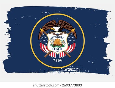 Icono de Vector de textura de pintura de pincel de bandera de Utah