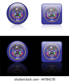 Utah Flag Icon on Internet Button Original Vector Illustration AI8 Compatible