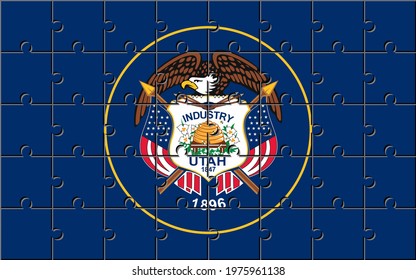 utah flag made with jigsaw puzzle pieces. proportion 5:8