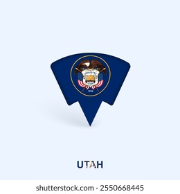 Utah Flag Map Pointer Design with Shadow. Vector illustrator.