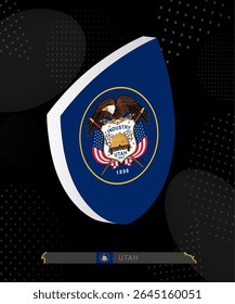 Utah Flag Shield icon in 3D on Dark Modern Abstract Rugby Background. Perfect for sports events, heritage themes, national celebrations, and patriotic designs.