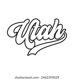 Utah hand lettering design calligraphy vector, Utah  text vector trendy typography design