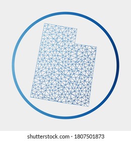 Utah icon. Network map of the US state. Round Utah sign with gradient ring. Technology, internet, network, telecommunication concept. Vector illustration.