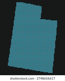 Utah Light Blue Point Grid Map on Black