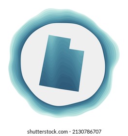 Utah logo. Badge of the US state. Layered circular sign around Utah border shape. Appealing vector illustration.