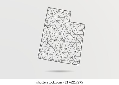 Utah Map - Abstract mash line and point scales on white background with USA Map. Wire Frame 3D mesh polygonal network line, design sphere, dot and structure - Vector illustration eps 10