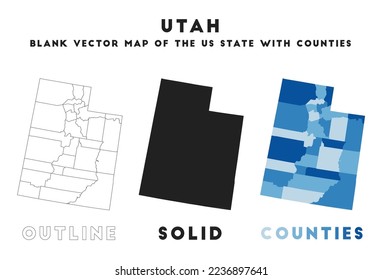 Utah map. Borders of Utah for your infographic. Vector us state shape. Vector illustration.