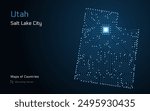 Utah Map with a capital of Salt Lake City Shown in a Microchip Pattern. E-government. United States vector maps. Microchip Series	

