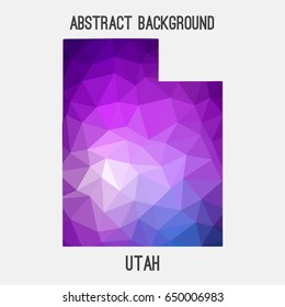 Utah map in geometric polygonal,mosaic style in violet shades.Abstract tessellation,modern design background,low poly. Vector illustration.