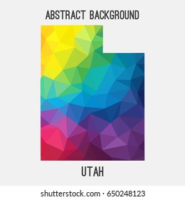 Utah map in geometric polygonal,mosaic style in rainbow colors.Abstract tessellation,modern design background,low poly. Vector illustration.