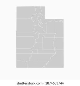 Utah Map Gray Color. Geographic Isolated Gray Vector Country Border Map Of Utah. Vector Illustration
