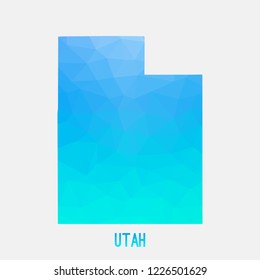 Utah map low poly geometric polygonal,mosaic style,abstract tessellation,modern design background. Geometric cover, mockup. Vector illustration EPS10.