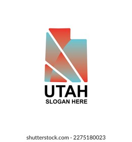 Utah map modern geometric design