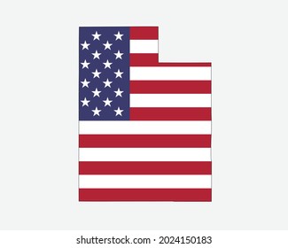 Utah Map on American Flag. UT, USA State Map on US Flag. EPS Vector Graphic Clipart Icon