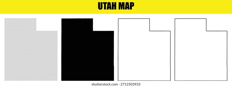Utah Map Outline Silhouette State Contour Design