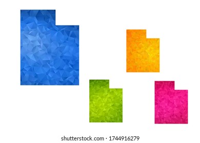 Mapa de Utah - Conjunto de fondo gráfico triangular triangular de gradiente de estilo polo bajo geométrico, diseño poligonal para su ,Vector eps 10.