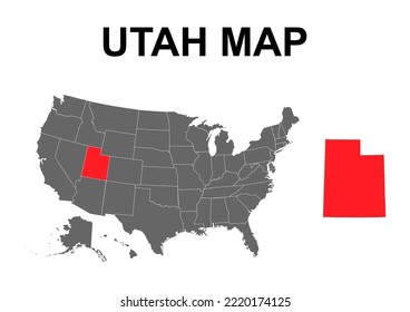 Mapa de Utah, estados unidos de américa. Icono de concepto plano, ilustración vectorial.